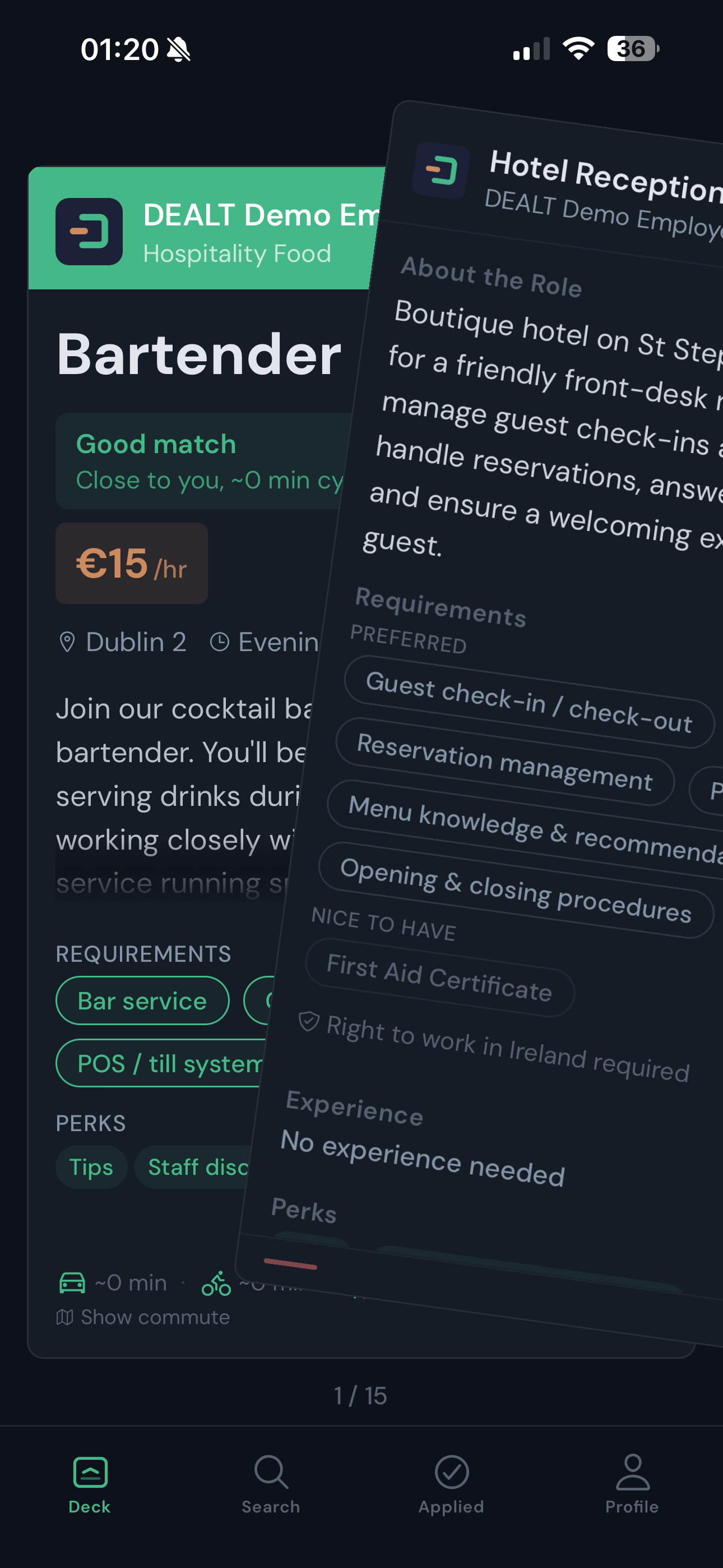 Job deck, Bartender role flipping to detail
